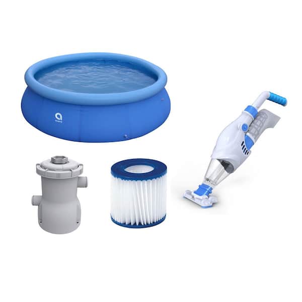 JLeisure 10 ft. Round 30 in. D Inflatable Pool Set with CleanPlus Pump,  Filter Cartridge and Pool Vacuum 17807 + 29P414US + 29P481 + 290717 - The  Home Depot