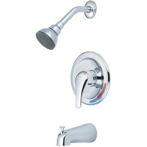 Elite 1-Handle Wall Mount Tub and Shower Faucet Trim Kit in Polished Chrome (Valve not Included)