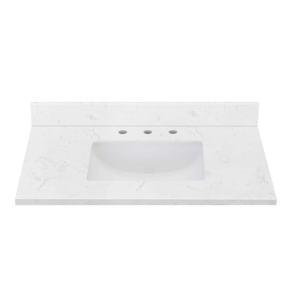 Nordic Snow 36 in. W x 22 in. D Engineered Stone Rectangular Single Sink Bathroom Vanity Top in White price history on PriceWatchPro