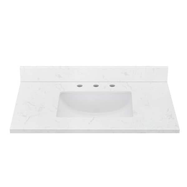 おゆ　36サイズ YASINU 36 in. W x 22 in. D Quartz Stone White Rectangular Single