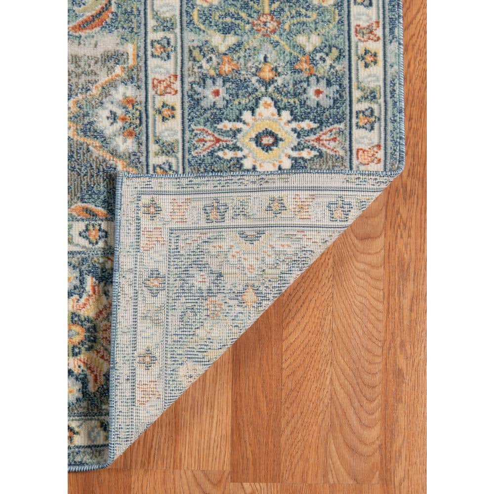 Blue Bohemian Synthetic Reversible 2x3 Area Rug
