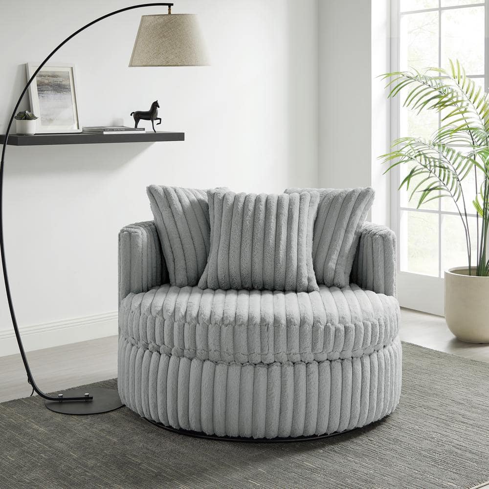 Meryl Ultra Plush Wide Cord-like Polyester Fabric Oversized Swivel Barrel C