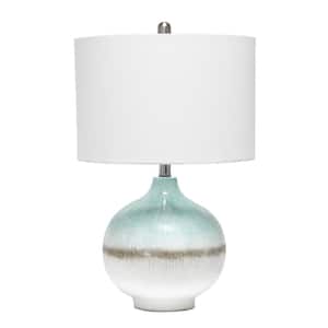 24 in. Aqua Bayside Horizon Table Lamp with Fabric Shade