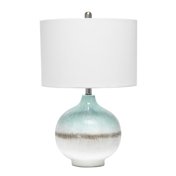 Lalia Home 24 in. Aqua Bayside Horizon Table Lamp with Fabric Shade
