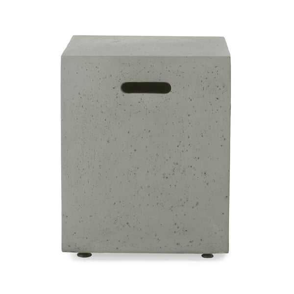 Unbranded Dark Gray Square Magnesium Oxide Outdoor Propane Tank Cover Table Grill Cover Outdoor Side Table 20.25 in.