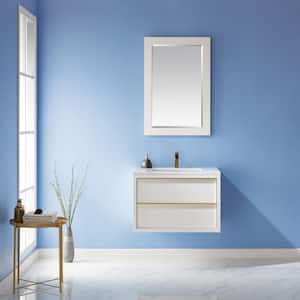 Morgan 30 in. Single Bathroom Vanity Set in White and Composite Carrara White Stone Countertop with Mirror