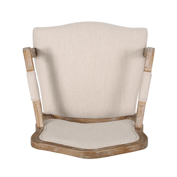 Noble House McKone Beige and Natural Wood and Cane Upholstered Dining Arm  Chair (Set of 2) 107827 - The Home Depot