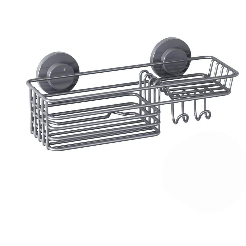 Suction Cup No-Drilling Shower Caddy with Soap Holder and Hooks in Gray for Bathroom Toiletries and Shower Storage price history on PriceWatchPro
