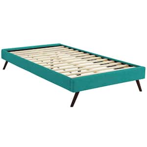 Loryn Teal Twin Fabric Bed Frame with Round Splayed Legs