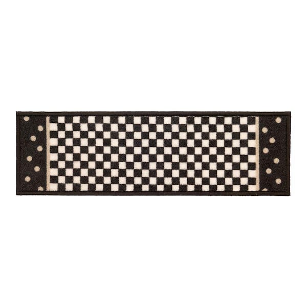 Custom Size Checkered Design Black 6 in. x 26 in. Stair Treads Cover (Set of 13)