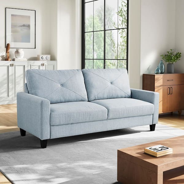 Chandler 70.47 in. Square Arm Woven Polyester Rectangle Sofa in Light Grey