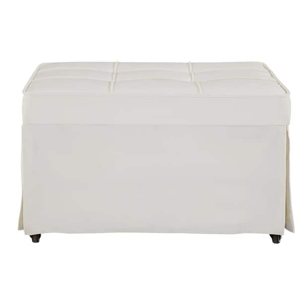Unbranded 27.6 in. W White Folding Velvet Single Sofa Bed with Adjustable Backrest