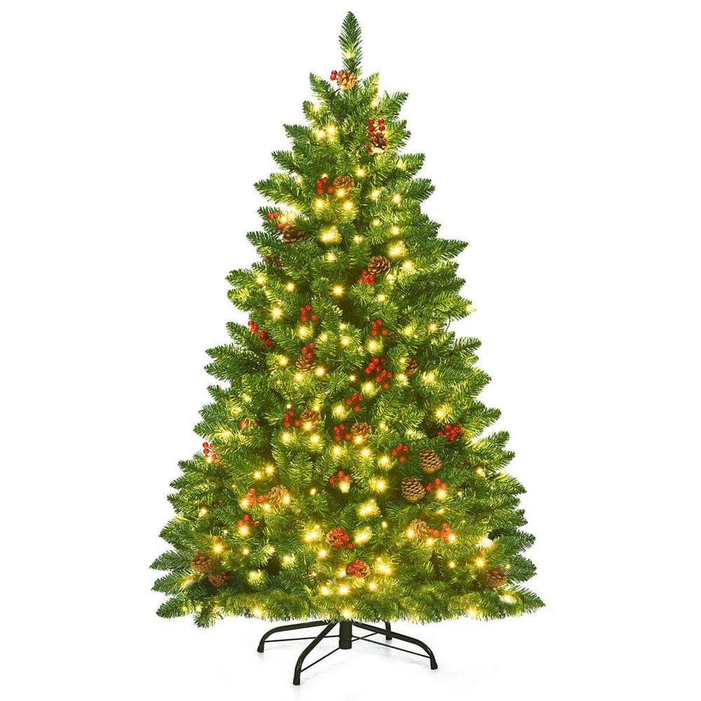 WELLFOR 4.5 ft. PreLit LED Full Artificial Christmas Tree with 300 LED