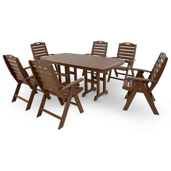 Yacht Club Matte White Cast Aluminum 7 Pc. Dining Set with 72 x 42 in.  Dining