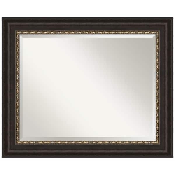 Amanti Art Medium Rectangle Bronze Bronze/Copper Metallic Beveled Glass Modern Mirror (28.25 in. H x 34.25 in. W)