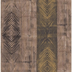 Ethnic Vertical Brown & Black & Yellow Paper Non-Pasted Strippable Wallpaper Roll (Cover 56.05 sq. ft.)