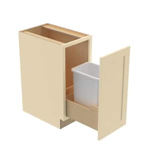 Newport Cream Painted Plywood Shaker Assembled Trash Can Kitchen Cabinet 1 Can FH 15 W in. 24 D in. 34.5 in. H