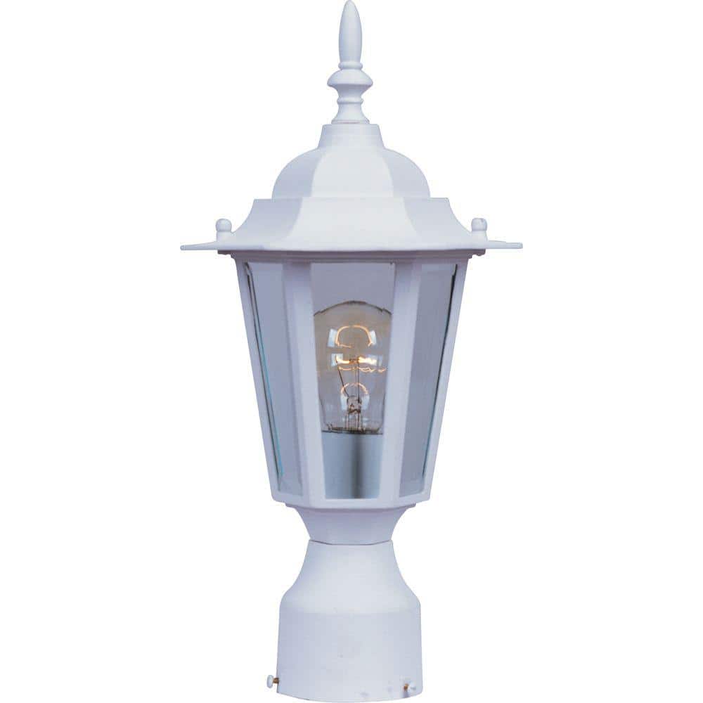 White Aluminum Outdoor Post Light with Clear Glass