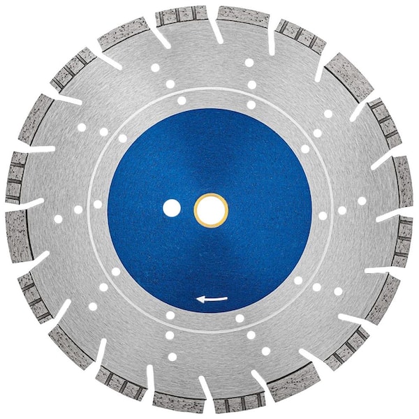 12 in. Hard/Reinforced Concrete, Asphalt, Granite, Terrazzo, Segmented Rim, All Purpose Diamond Saw Blades, 1 in.