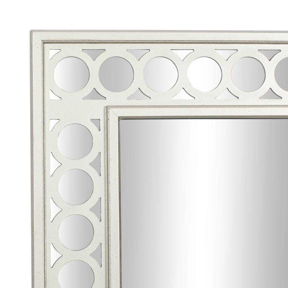 Silver Mirrored Wood and Glass Console Table with Storage