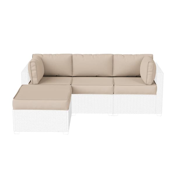 Kimunuk 25.6 in. x 25.6 in. x 4 in. (9-Piece) Deep Seating Outdoor Lounge Chair Sectional Cushion Sand