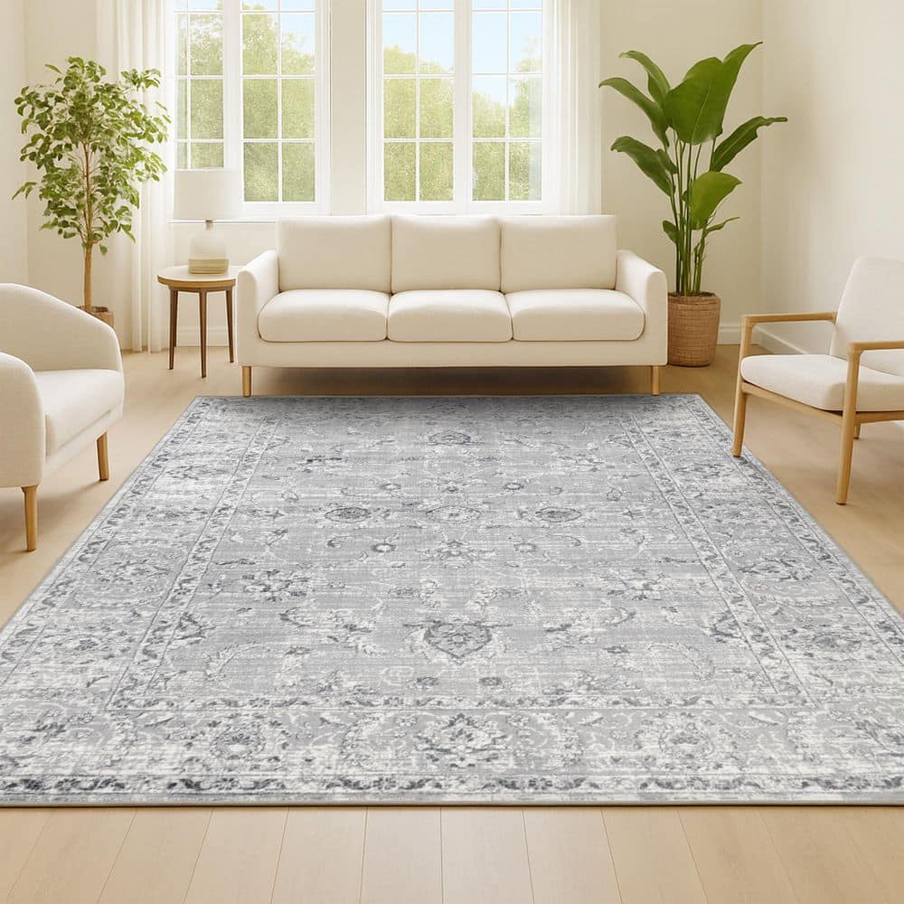 ［NEW］ハンドメイド 羊毛Tapestry Light gray×White light-grey-jonathan-y-area-