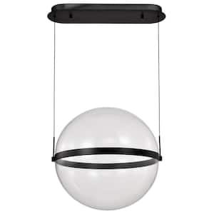 Arvada 47-Watt 1-Light Matte Black Integrated LED Pendant Light with Silk Screened Acrylic Shade