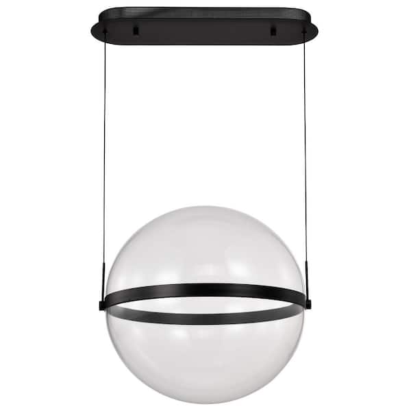 Arvada 47-Watt 1-Light Matte Black Integrated LED Pendant Light with Silk Screened Acrylic Shade