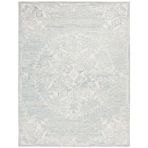 Abstract Light Blue 8 ft. x 10 ft. Floral Medallion Area Rug