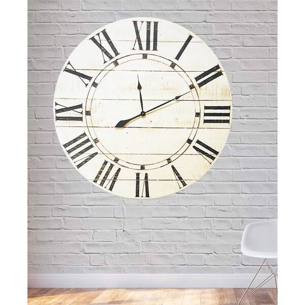 BrandtWorks 36 in. x 36 in. Vintage White Farmhouse Oversized Wall Clock