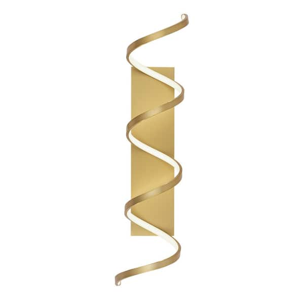 KUZCO Synergy 36 in., 1-Light 47-Watt Antique Brass Integrated LED Wall Sconce