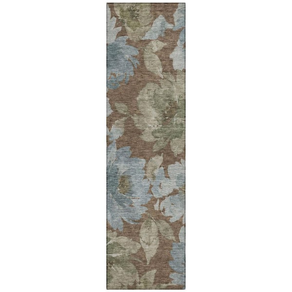Chantille Machine Washable Indoor/Outdoor Abstract ACN3014 Chocolate 2 ft. x 7 ft. Runner Rug