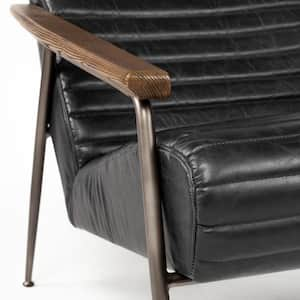 Grosjean Black Leather Wrap Metal Frame Accent Chair