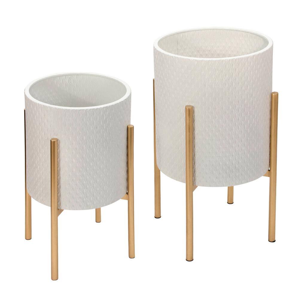 11 in. and 14 in. White Metal With Stand Planters (Set of 2) price history on PriceWatchPro