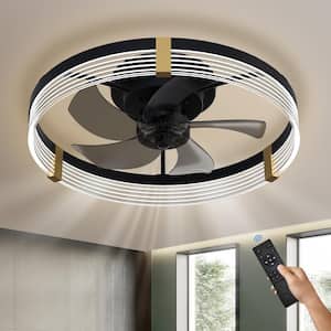 15.75 in. Indoor Low Profile Modern Style Black LED Recessed Ceiling Fan Light with Light App and Remote Control
