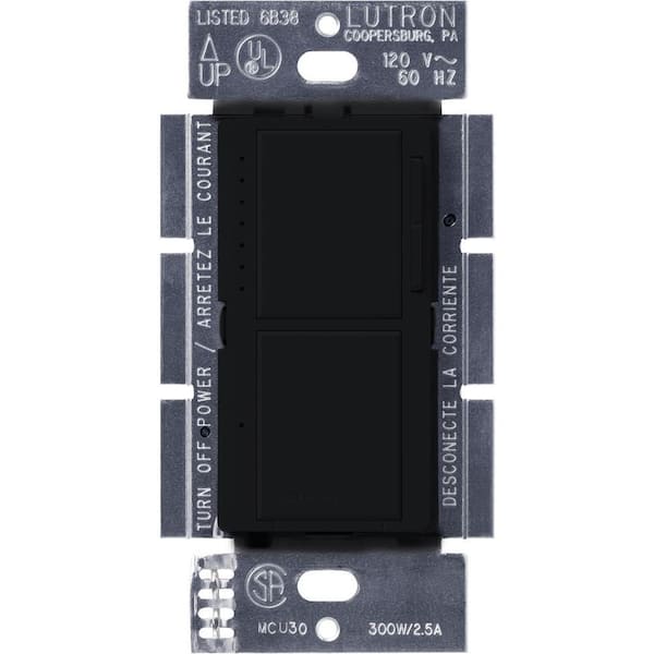 Lutron Maestro Dual Dimmer and Switch, For Incandescent Bulbs Only, 300-Watt/Single-Pole, Midnight (MA-L3S25-MN)