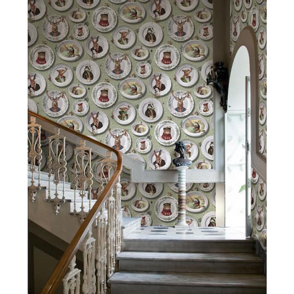 Tales of the Manor Sage Green Non-Pasted Wallpaper (Covers 56 sq. ft.)