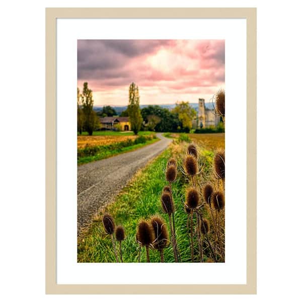 Amanti Art Chateau Tauzia Thistles by Colby Chester 19 in. W x 25 in. H. Wood Framed Wall Art Print Framed in Brown