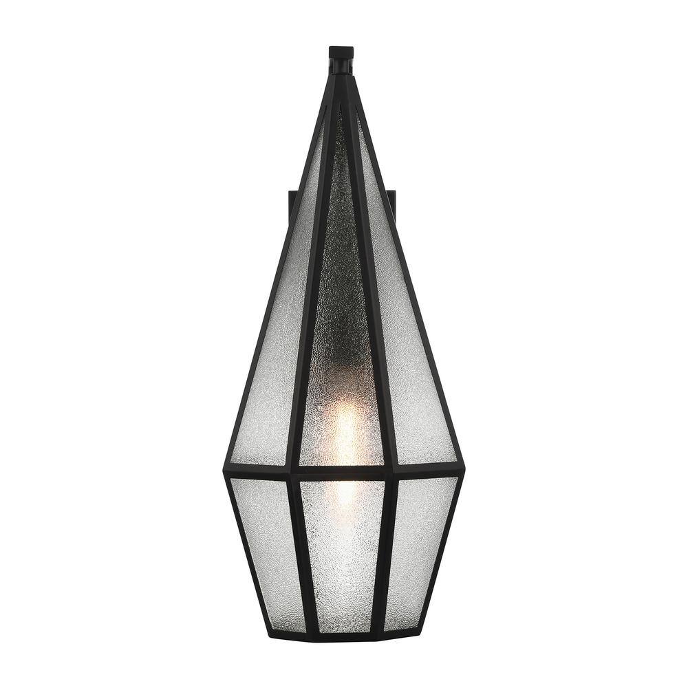 Matte Black Art Glass Outdoor Wall Lantern