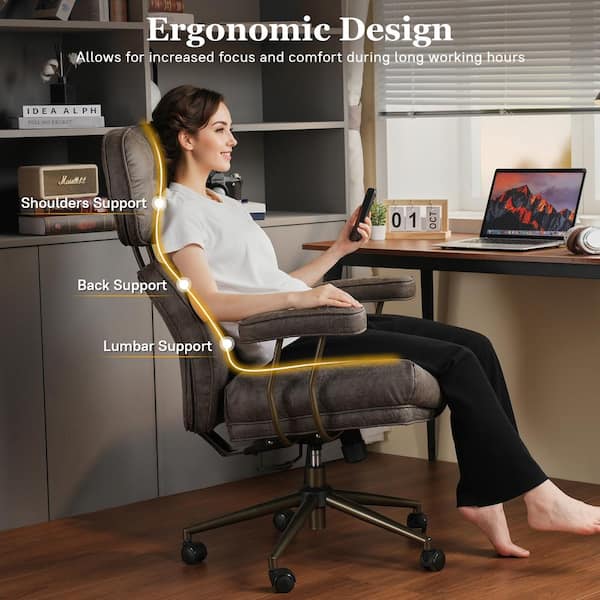 Allwex Kro Fabric Swivel Ergonomic Office Task Chair in Gray with