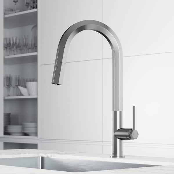 Hart Hexad Single Handle Pull-Down Spout Kitchen Faucet in Stainless Steel