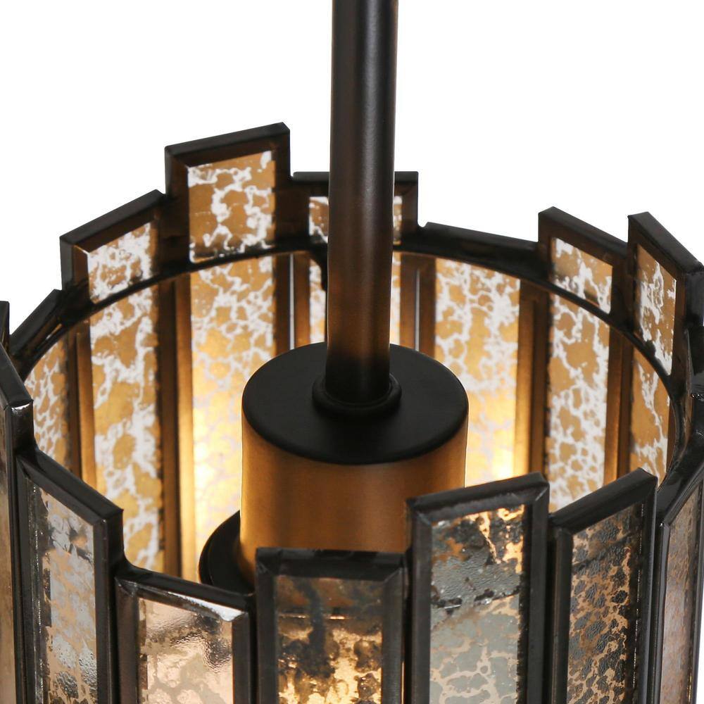 Matte Black Linear Mercury Glass Cylinder LED Island Light