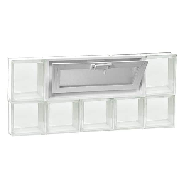 Clearly Secure 28.75 in. x 13.5 in. x 3.125 in. Frameless Vented Clear Glass Block Window
