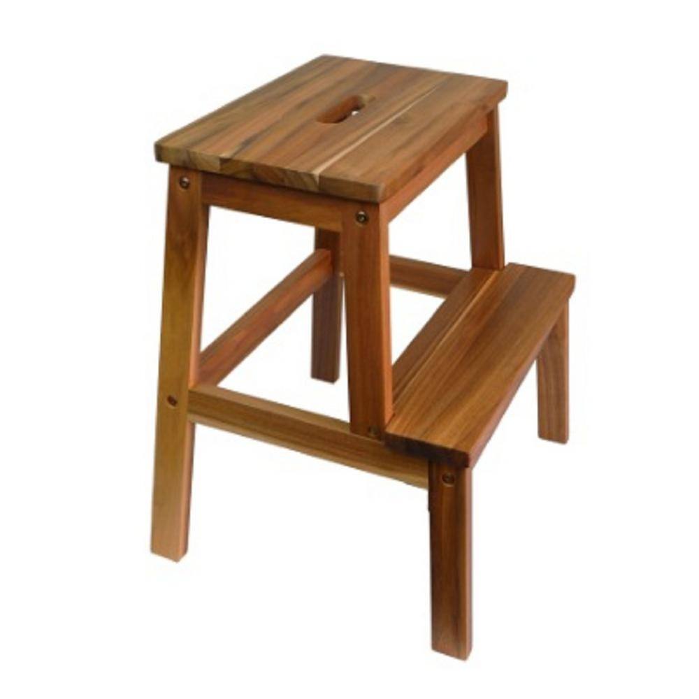 Wooden Step Stool For Kids & Elderly - Anti Slip Design For Bathroom, Kitchen & Bedroom Use