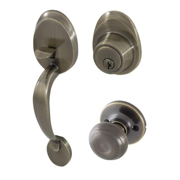 Honeywell 2.5 in. Antique Brass Classic Knob Door Lock Door Handleset