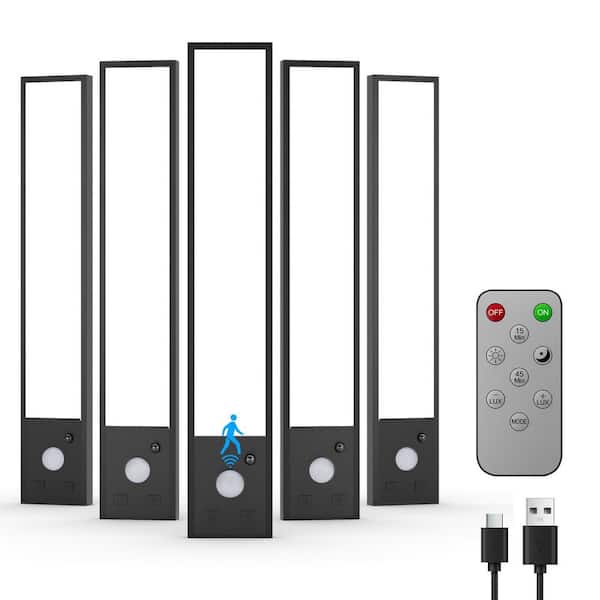 White LED Lamp Under Cabinet Lighting, 5-Pack, Motion Sensor, Dimmable, 3 Color Temps, Magnetic, with Remote Control