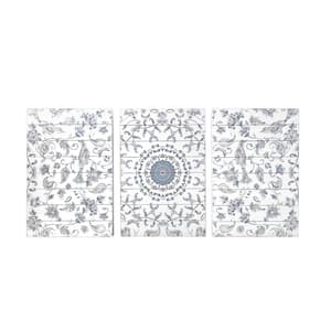 "Chinoiserie Triptych" Planked Wood Patterned Art Print 24 in. x 48 in.