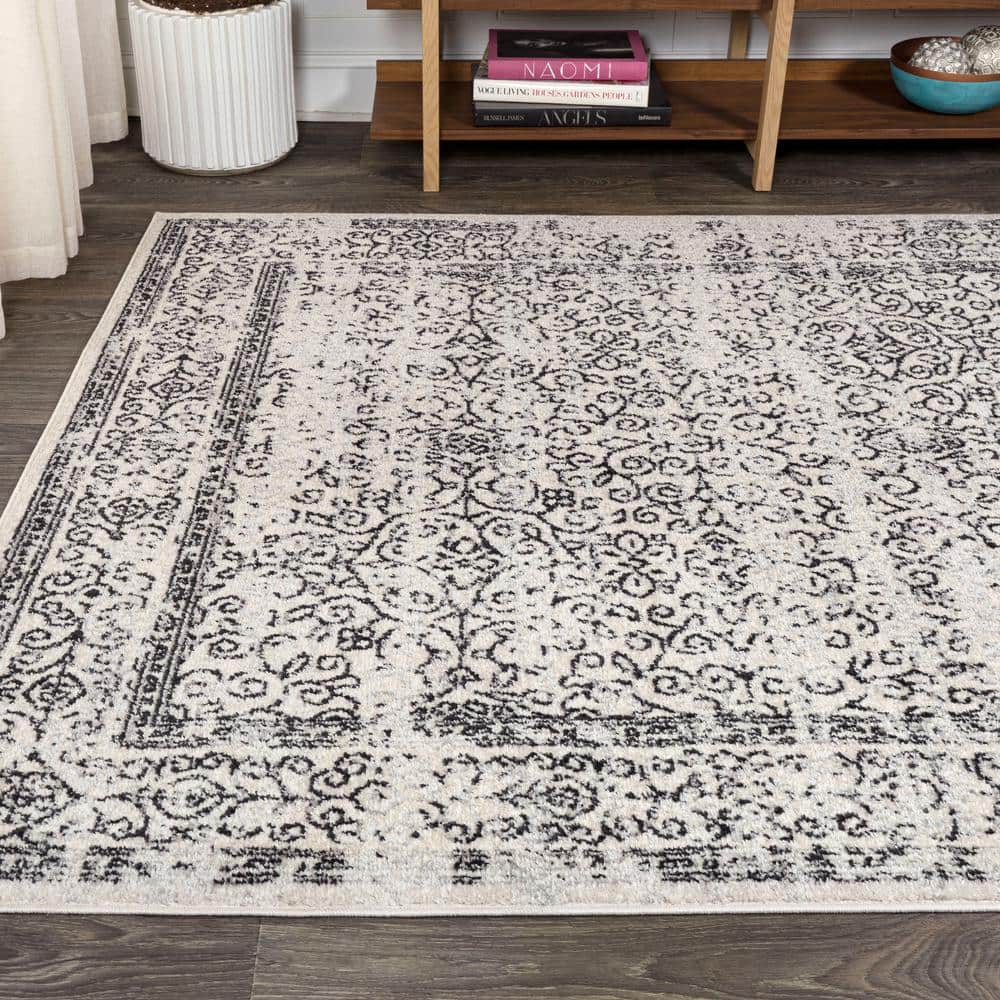 Mediterranean Filigree 8' x 10' Gray/Black Synthetic Area Rug