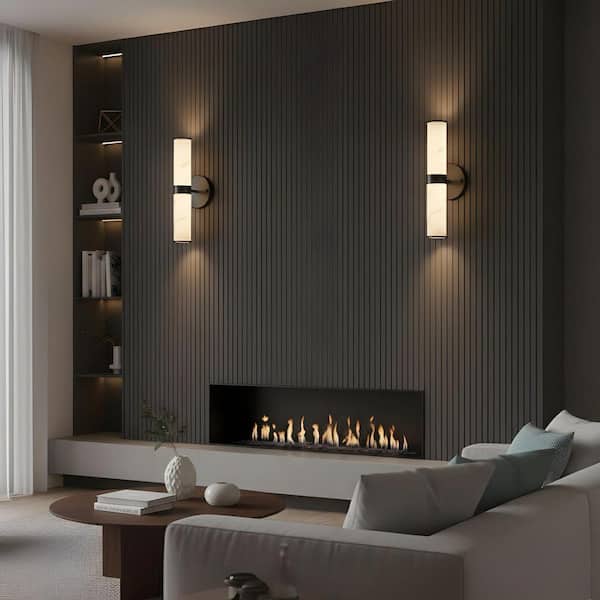 13.8 in. 1-Light Black LED Modern Wall Sconce for Bathroom, Living Room, Bedroom, Hallway（2-Pack）