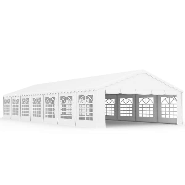 HOMMOW 50 ft. x 20 ft. Patio Canopy, Outdoor Storage Fabric Canopy with Windows and Adjustable Entrance for Events and Parties